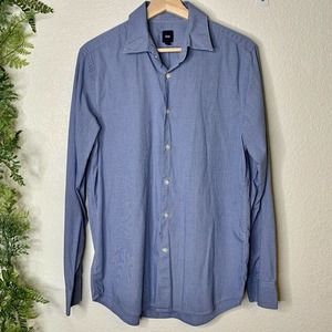 🌳 Gap Button Down Dress Shirt Blue Check Cotton M